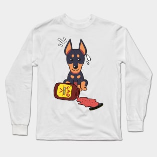 Funny Alsatian Spills a jar of BBQ Sauce Long Sleeve T-Shirt